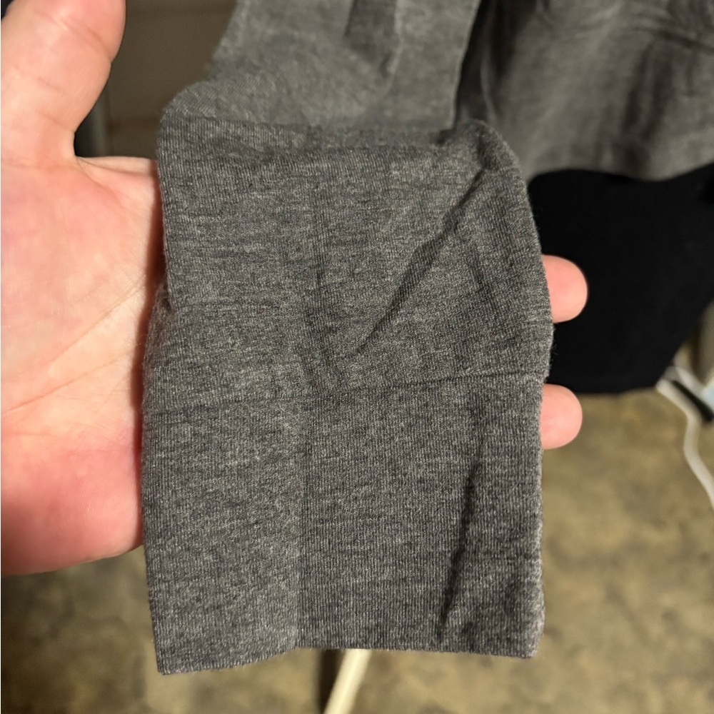 💝Free💝Gray and Black Long Sleeve Top with faux leather pocket small - Picture 4 of 11